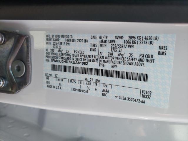 2019 Ford Escape Sel მანქანა იყიდება აუქციონზე, vin: 1FMCU0HD7KUA81062, აუქციონის ნომერი: 49743892
