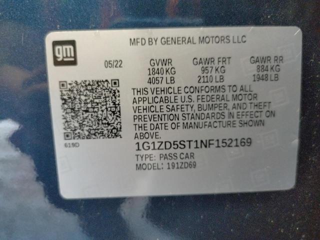 Продаж на аукціоні авто 2022 Chevrolet Malibu Lt, vin: 1G1ZD5ST1NF152169, номер лоту: 49958312