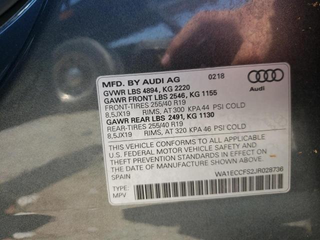 49046882 :رقم المزاد ، WA1ECCFS2JR028736 vin ، 2018 Audi Q3 Premium مزاد بيع