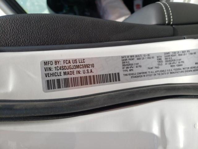 49816972 :رقم المزاد ، 1C4SDJGJ3MC599210 vin ، 2021 Dodge Durango Sr مزاد بيع