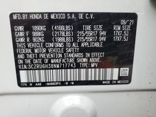 Aukcja sprzedaży 2022 Honda Hr-v Lx, vin: 3CZRU6H38NM717743, numer aukcji: 59538822