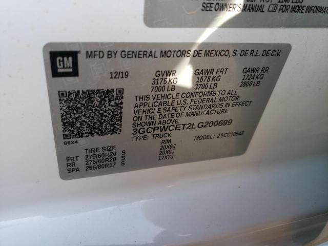 59524442 :رقم المزاد ، 3GCPWCET2LG200699 vin ، 2020 Chevrolet Silverado مزاد بيع
