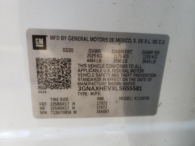 2020 Chevrolet Equinox Ls მანქანა იყიდება აუქციონზე, vin: 3GNAXHEVXLS655581, აუქციონის ნომერი: 59009692