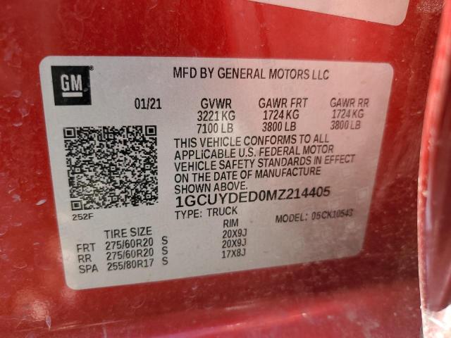 52963422 :رقم المزاد ، 1GCUYDED0MZ214405 vin ، 2021 Chevrolet Silverado مزاد بيع