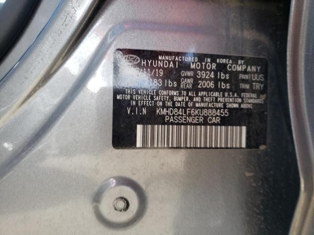Auction sale of the 2019 Hyundai Elantra, vin: KMHD84LF6KU888455, lot number: 53307522