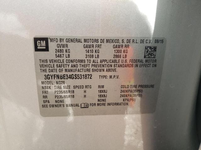 54061332 :رقم المزاد ، 3GYFNBE34GS531872 vin ، 2016 Cadillac Srx Luxury Collection مزاد بيع