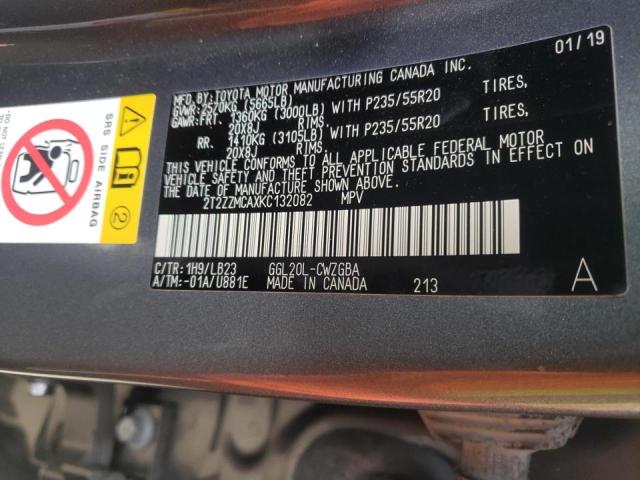2019 Lexus Rx 350 Base მანქანა იყიდება აუქციონზე, vin: 2T2ZZMCAXKC132082, აუქციონის ნომერი: 53809312