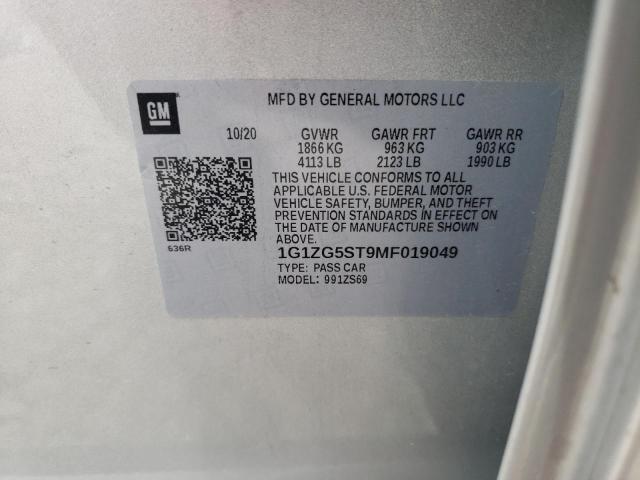 Aukcja sprzedaży 2021 Chevrolet Malibu Rs, vin: 1G1ZG5ST9MF019049, numer aukcji: 53966772