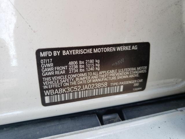 2018 Bmw 330 Xi მანქანა იყიდება აუქციონზე, vin: WBA8K3C52JA023858, აუქციონის ნომერი: 53960662