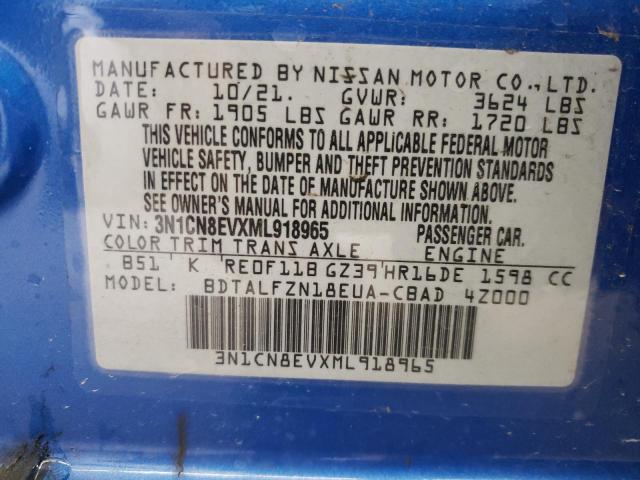 2021 Nissan Versa Sv მანქანა იყიდება აუქციონზე, vin: 3N1CN8EVXML918965, აუქციონის ნომერი: 53892522