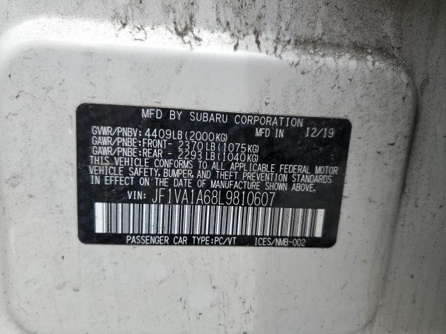 2020 Subaru Wrx მანქანა იყიდება აუქციონზე, vin: JF1VA1A68L9810607, აუქციონის ნომერი: 54409492