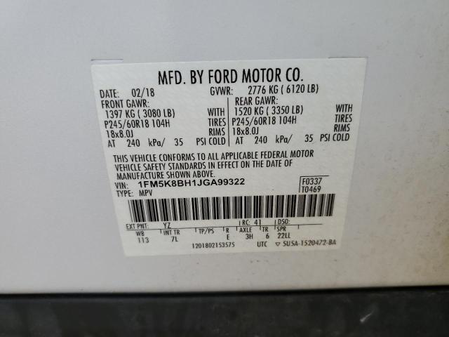 Aukcja sprzedaży 2018 Ford Explorer, vin: 1FM5K8BH1JGA99322, numer aukcji: 55749552