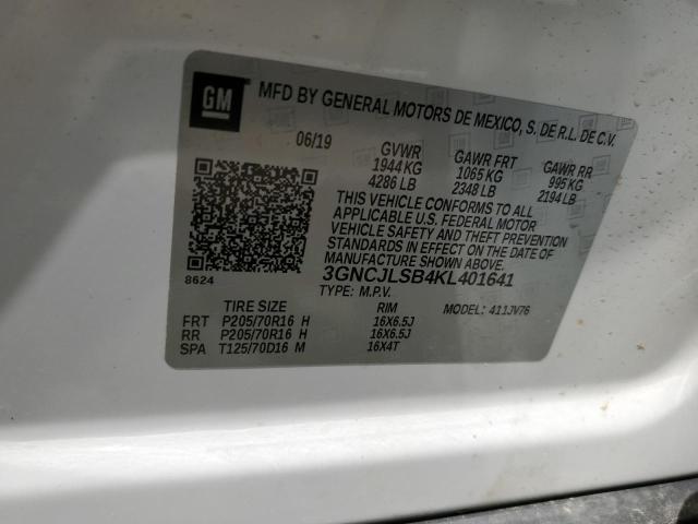 54646622 :رقم المزاد ، 3GNCJLSB4KL401641 vin ، 2019 Chevrolet Trax 1lt مزاد بيع