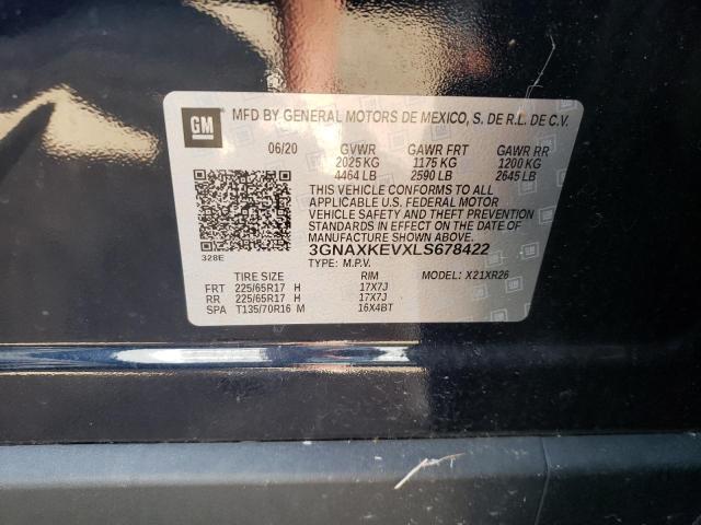 55955882 :رقم المزاد ، 3GNAXKEVXLS678422 vin ، 2020 Chevrolet Equinox Lt مزاد بيع
