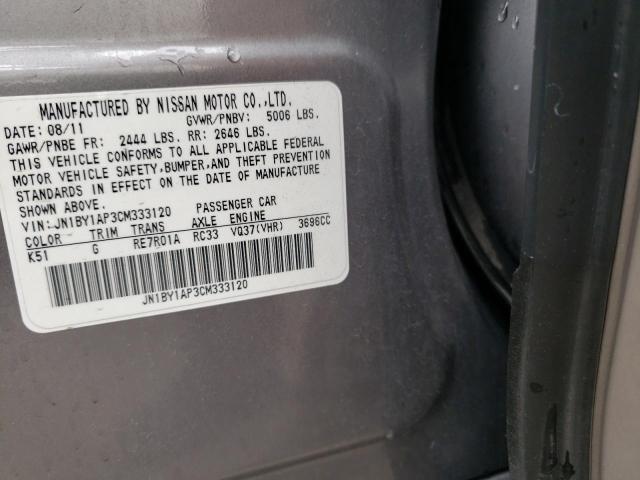 Aukcja sprzedaży 2012 Infiniti M37, vin: JN1BY1AP3CM333120, numer aukcji: 58608602