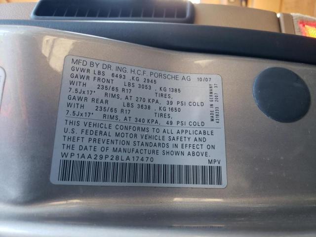 Продаж на аукціоні авто 2008 Porsche Cayenne, vin: WP1AA29P28LA17470, номер лоту: 59562282