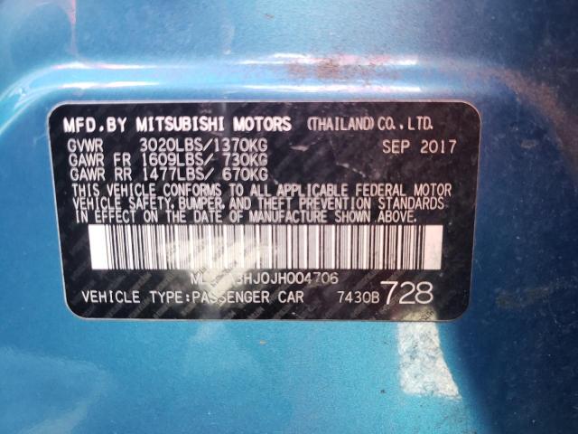2018 Mitsubishi Mirage Es მანქანა იყიდება აუქციონზე, vin: ML32A3HJ0JH004706, აუქციონის ნომერი: 60355282