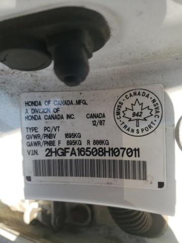 61165632 :رقم المزاد ، 2HGFA16508H107011 vin ، 2008 Honda Civic Lx مزاد بيع