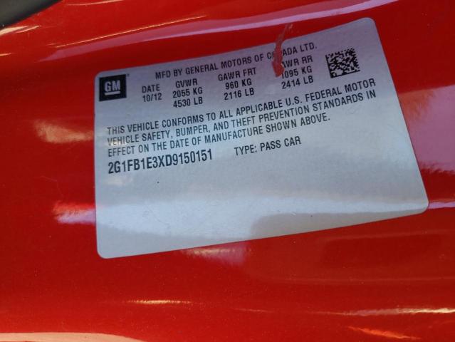 61644742 :رقم المزاد ، 2G1FB1E3XD9150151 vin ، 2013 Chevrolet Camaro Lt مزاد بيع