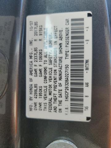 61434302 :رقم المزاد ، 1HGCP26328A027150 vin ، 2008 Honda Accord Lx مزاد بيع