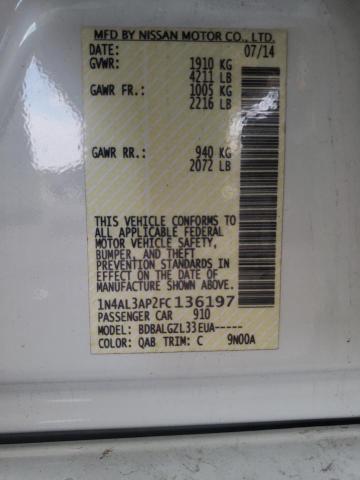 2015 Nissan Altima 2.5 მანქანა იყიდება აუქციონზე, vin: 1N4AL3AP2FC136197, აუქციონის ნომერი: 63119652