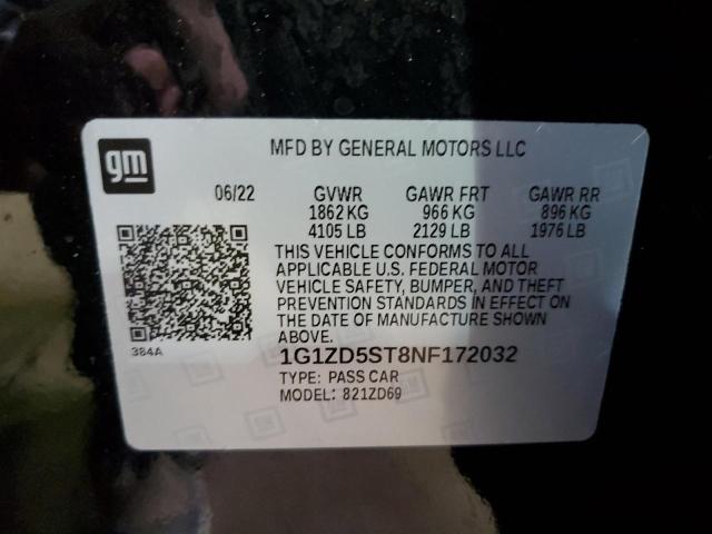 63473912 :رقم المزاد ، 1G1ZD5ST8NF172032 vin ، 2022 Chevrolet Malibu Lt مزاد بيع