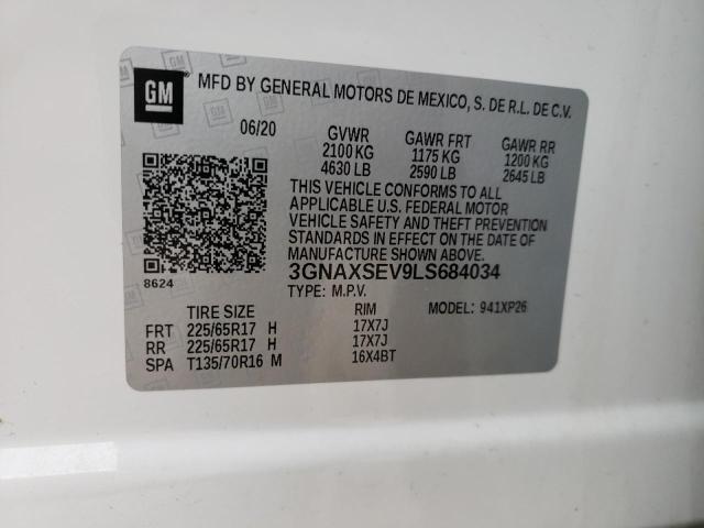 Auction sale of the 2020 Chevrolet Equinox Ls, vin: 3GNAXSEV9LS684034, lot number: 63082912
