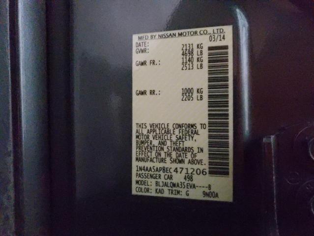 Aukcja sprzedaży 2014 Nissan Maxima S, vin: 1N4AA5AP8EC471206, numer aukcji: 63977402