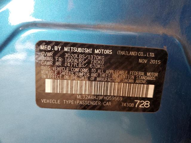 65200762 :رقم المزاد ، ML32A4HJ9FH059569 vin ، 2015 Mitsubishi Mirage مزاد بيع