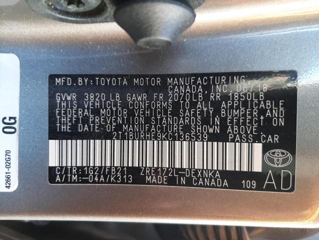 Продажа на аукционе авто 2019 Toyota Corolla L, vin: 2T1BURHE9KC136539, номер лота: 65779832