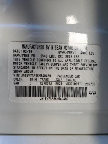 Продаж на аукціоні авто 2019 Infiniti Q50 Luxe, vin: JN1EV7AP2KM540489, номер лоту: 65980572