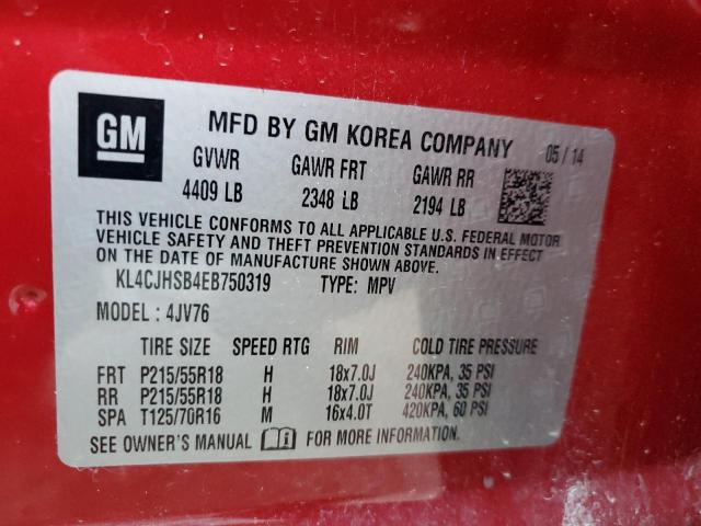 65548492 :رقم المزاد ، KL4CJHSB4EB750319 vin ، 2014 Buick Encore Premium مزاد بيع