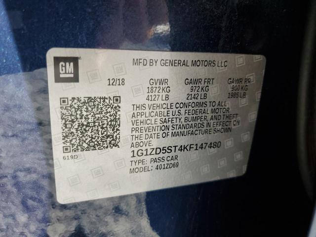 Aukcja sprzedaży 2019 Chevrolet Malibu Lt, vin: 1G1ZD5ST4KF147480, numer aukcji: 67094782
