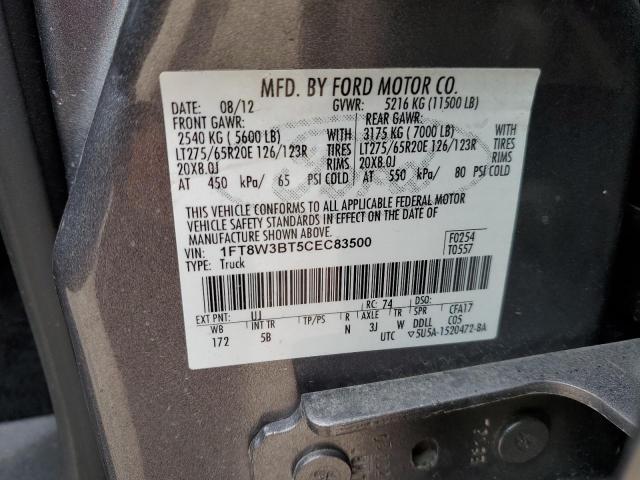 Продаж на аукціоні авто 2012 Ford F350 Super Duty, vin: 1FT8W3BT5CEC83500, номер лоту: 66453772