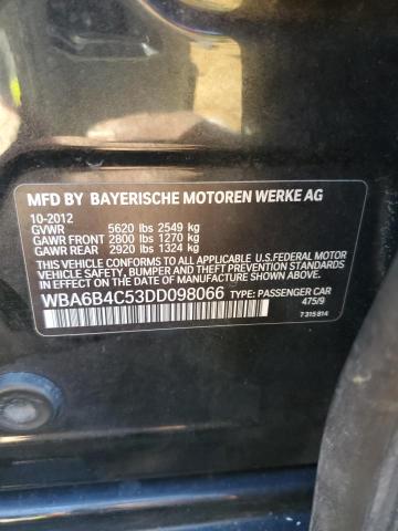 Auction sale of the 2013 Bmw 650 Xi, vin: WBA6B4C53DD098066, lot number: 67055512