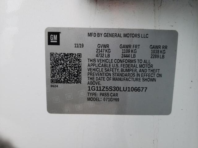Aukcja sprzedaży 2020 Chevrolet Impala Lt, vin: 1G11Z5S30LU106677, numer aukcji: 65755272