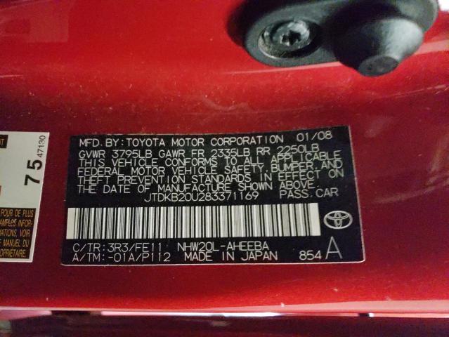 Aukcja sprzedaży 2008 Toyota Prius, vin: JTDKB20U283371169, numer aukcji: 68167842