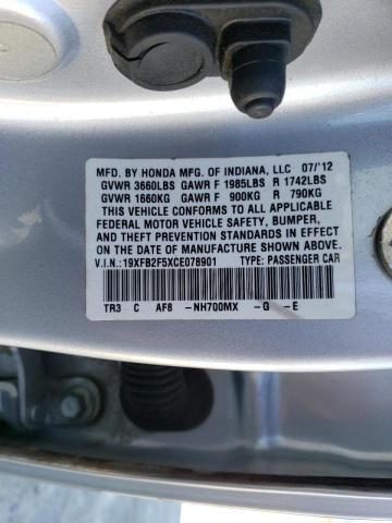 68193042 :رقم المزاد ، 19XFB2F5XCE078901 vin ، 2012 Honda Civic Lx مزاد بيع