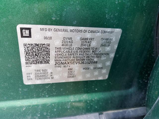 Продаж на аукціоні авто 2018 Chevrolet Equinox Lt, vin: 2GNAXSEV5J6352099, номер лоту: 67179412