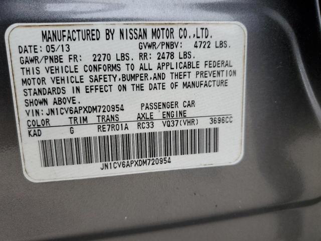 Aukcja sprzedaży 2013 Infiniti G37 Base, vin: JN1CV6APXDM720954, numer aukcji: 68633032