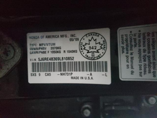 2009 Honda Cr-v Lx მანქანა იყიდება აუქციონზე, vin: 5J6RE48369L810852, აუქციონის ნომერი: 68122902