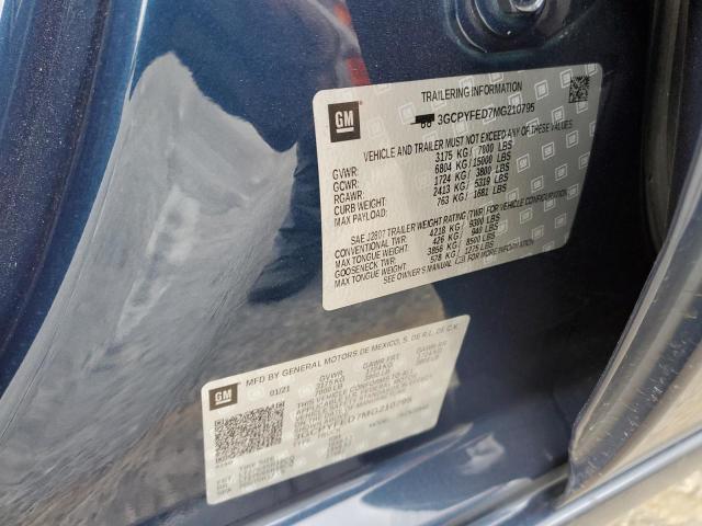 69184212 :رقم المزاد ، 3GCPYFED7MG210795 vin ، 2021 Chevrolet Silverado K1500 Lt Trail Boss مزاد بيع