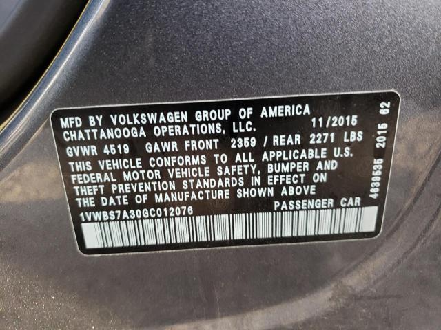 Aukcja sprzedaży 2016 Volkswagen Passat Se, vin: 1VWBS7A30GC012076, numer aukcji: 68764932