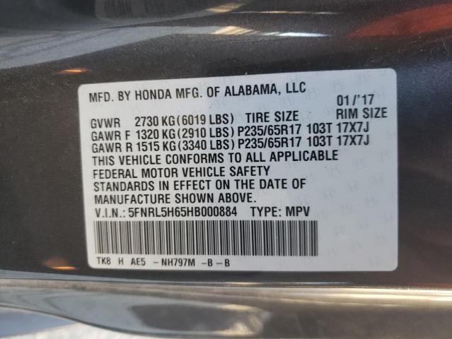 Aukcja sprzedaży 2017 Honda Odyssey Exl, vin: 5FNRL5H65HB000884, numer aukcji: 68771242