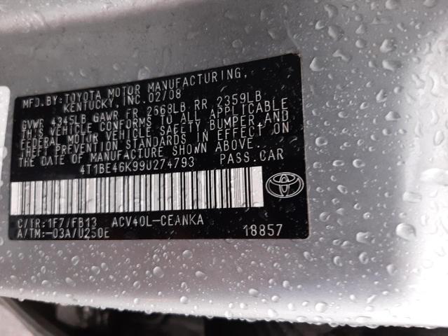 Aukcja sprzedaży 2009 Toyota Camry Base, vin: 4T1BE46K99U274793, numer aukcji: 69460972