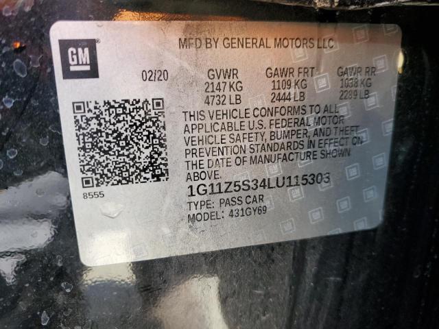Aukcja sprzedaży 2020 Chevrolet Impala Lt, vin: 1G11Z5S34LU115303, numer aukcji: 68263202