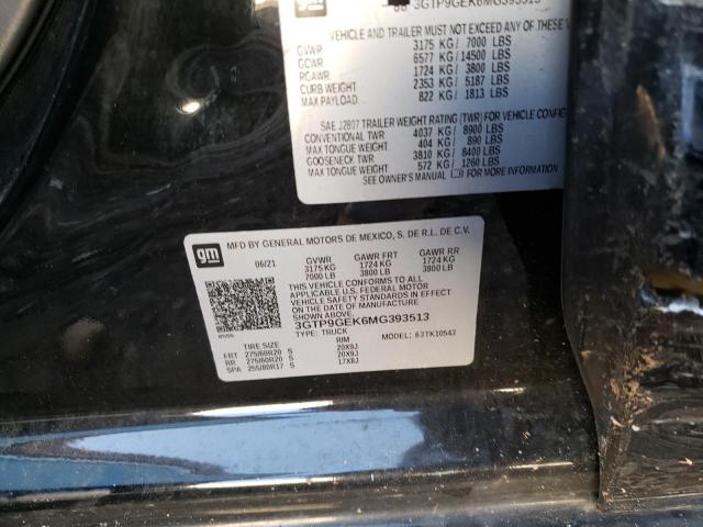 2021 Gmc Sierra K1500 Elevation მანქანა იყიდება აუქციონზე, vin: 3GTP9GEK6MG393513, აუქციონის ნომერი: 68785272