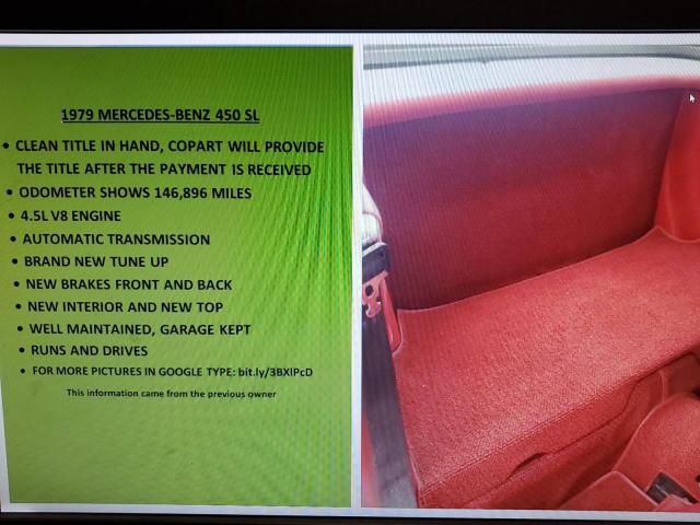 Продажа на аукционе авто 1979 Mercedes-benz 450 Sl, vin: 10704412052292, номер лота: 66612062