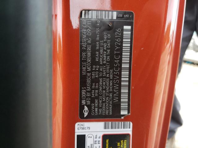 Aukcja sprzedaży 2012 Mini Cooper S, vin: WMWSV3C54CTY26126, numer aukcji: 68525412