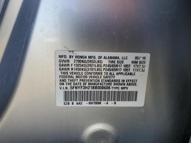 69083342 :رقم المزاد ، 5FNYF3H21BB008606 vin ، 2011 Honda Pilot Lx مزاد بيع